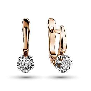 Серьги из комбинированного золота с бриллиантами