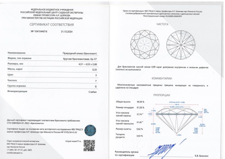 Бриллиант круглый 0,330 карат