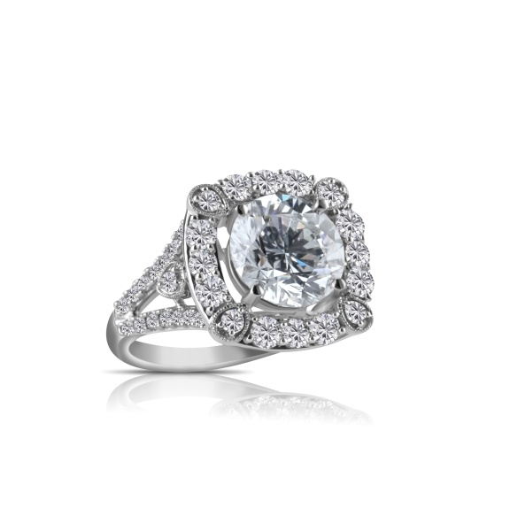 Кольцо из белого золота с бриллиантами