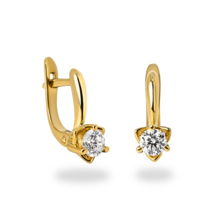 Серьги из желтого золота с бриллиантами