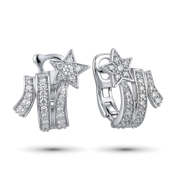 Серьги из родированного золота с бриллиантами