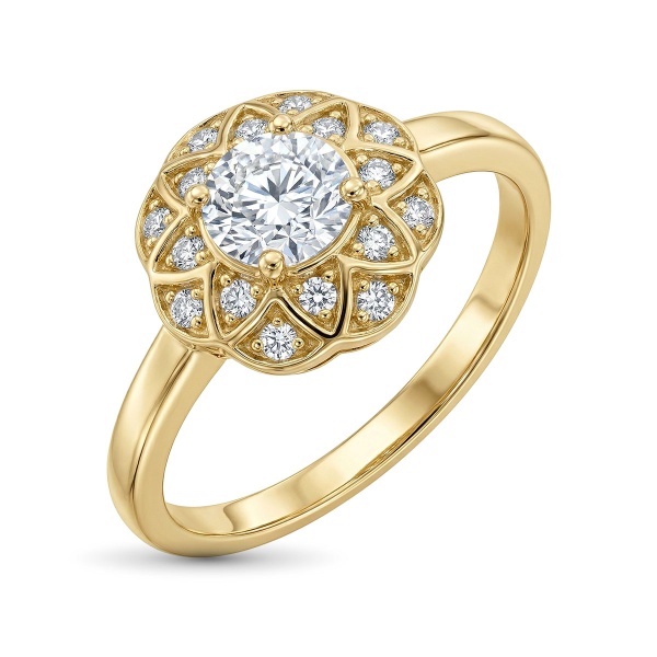 Кольцо из желтого золота с 1кр57-0,330-, 8-1/3а, 1кр57-0,360-, 8-2/8а, бриллиантами