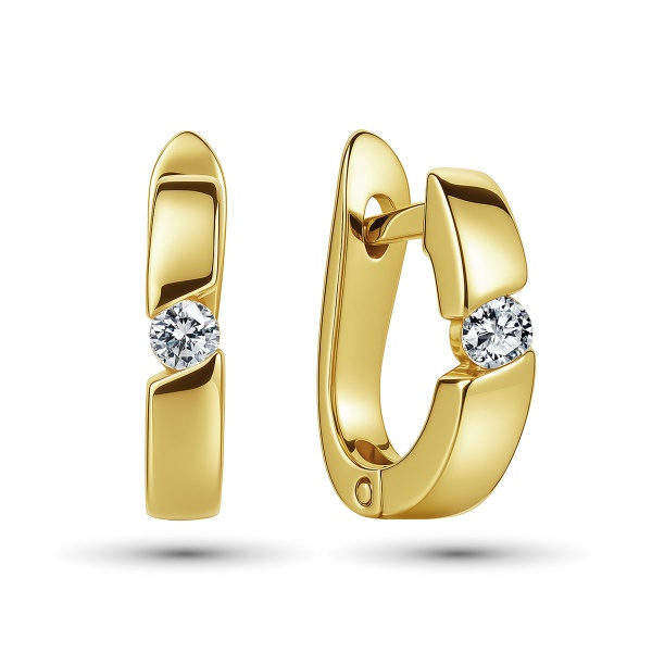 Серьги из желтого золота с бриллиантами