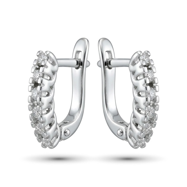 Серьги из родированного золота с бриллиантами