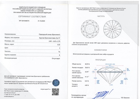 Бриллиант круглый 0,320 карат