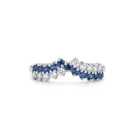 Кольцо из белого золота с сапфирами и бриллиантами
