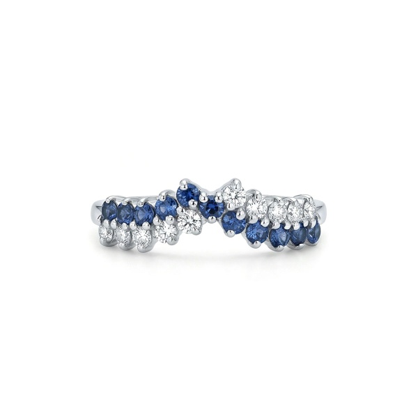 Кольцо из белого золота с сапфирами и бриллиантами