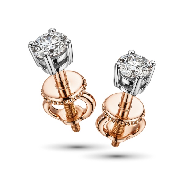 Серьги из комбинированного золота с бриллиантами