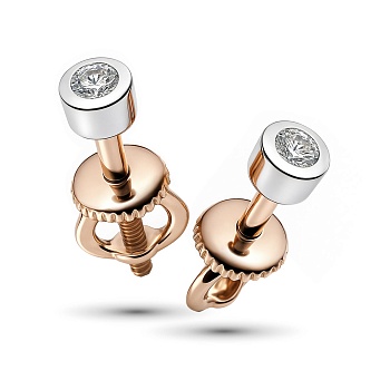 Серьги из комбинированного золота с бриллиантами