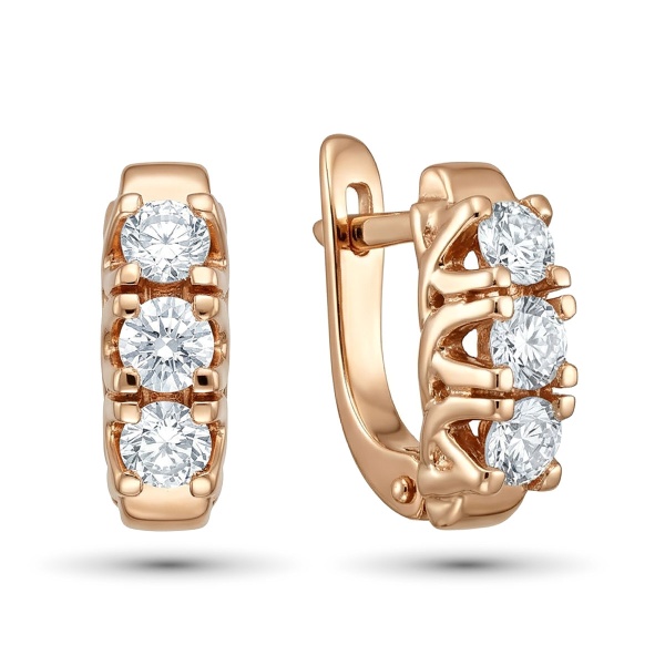 Серьги из красного золота с бриллиантами