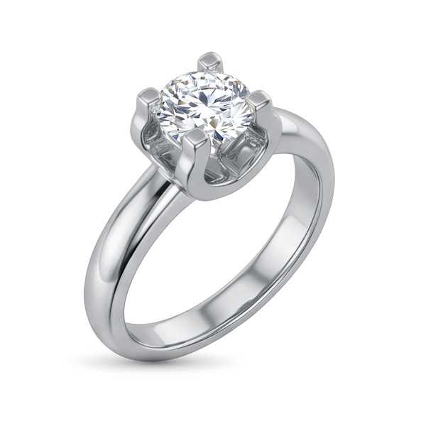 Кольцо из родированного золота с бриллиантами