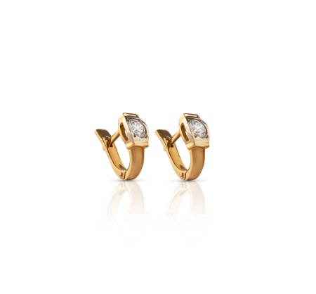 Серьги из желтого золота с бриллиантами
