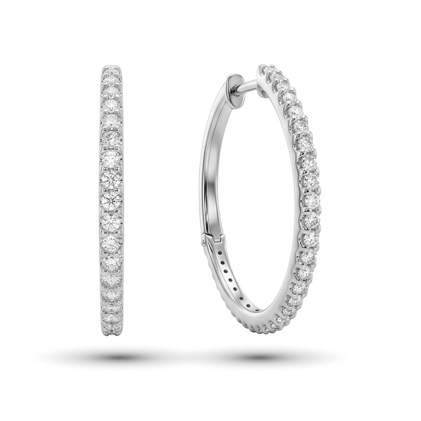 Серьги из родированного золота с бриллиантами