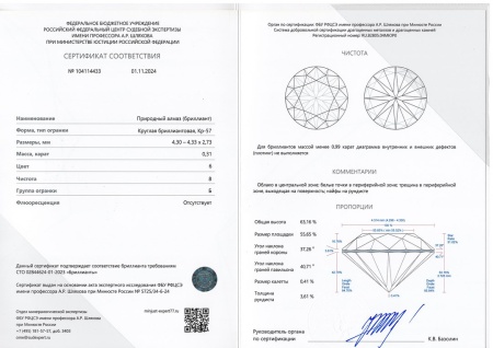 Бриллиант круглый 0,310 карат