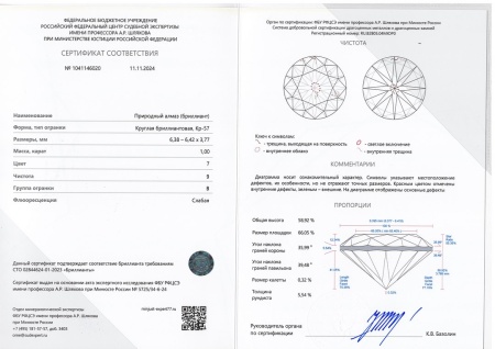 Бриллиант круглый 1,000 карат