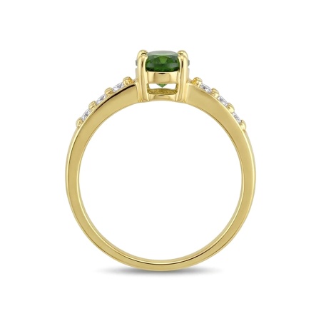 Кольцо из желтого золота с хромдиопсидом и бриллиантами