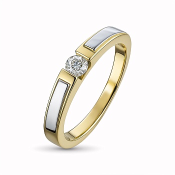 Кольцо из комбинированного золота с бриллиантом