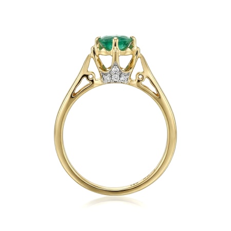 Кольцо из желтого золота с изумрудпт и бриллиантами