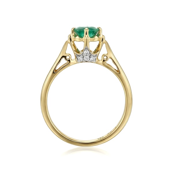 Кольцо из желтого золота с изумрудом и бриллиантами