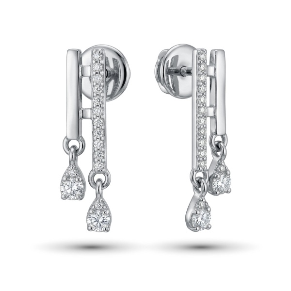 Серьги из родированного золота с бриллиантами