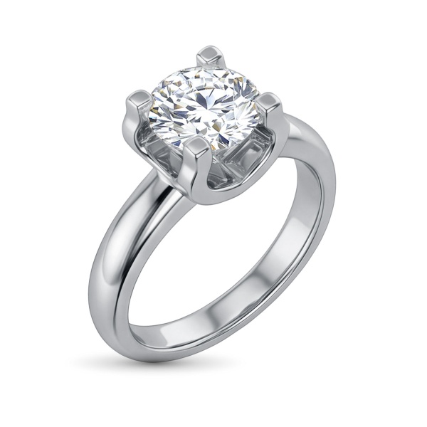 Кольцо из родированного золота с бриллиантами