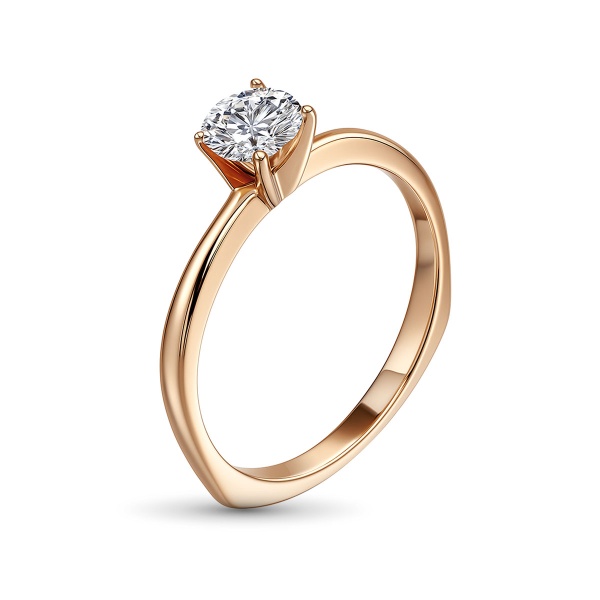 Кольцо из красного золота с бриллиантом