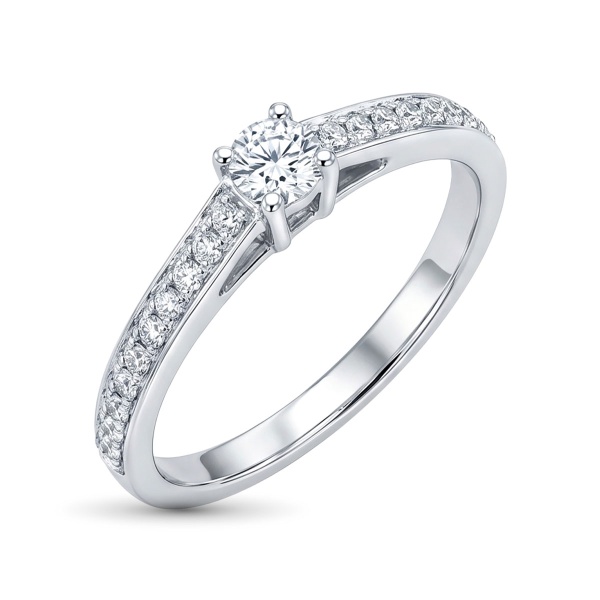 Кольцо из родированного золота с бриллиантами