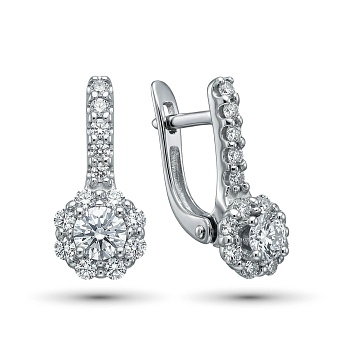 Серьги из родированного золота с бриллиантами