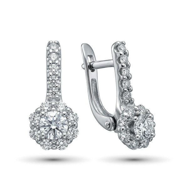 Серьги из родированного золота с бриллиантами