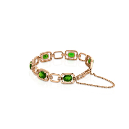 Браслет из желтого золота с хромдиопсидом и бриллиантами