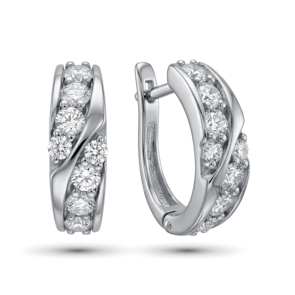 Серьги из родированного золота с бриллиантами