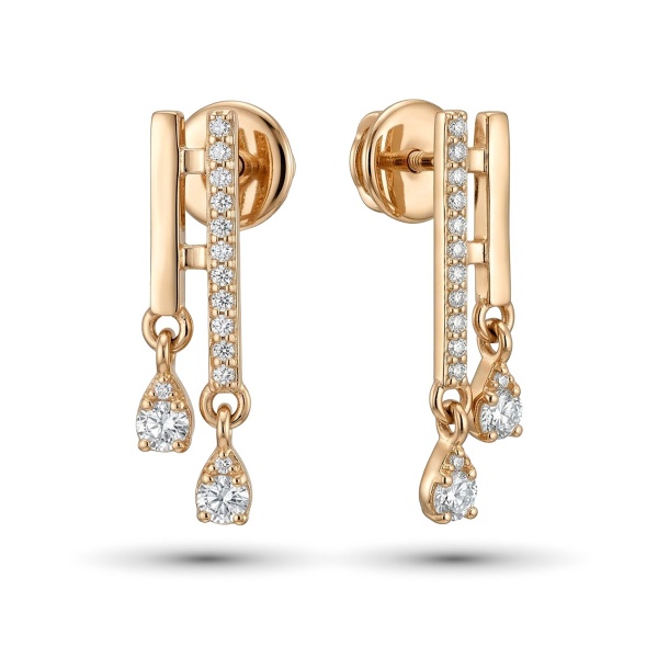 Серьги из красного золота с бриллиантами