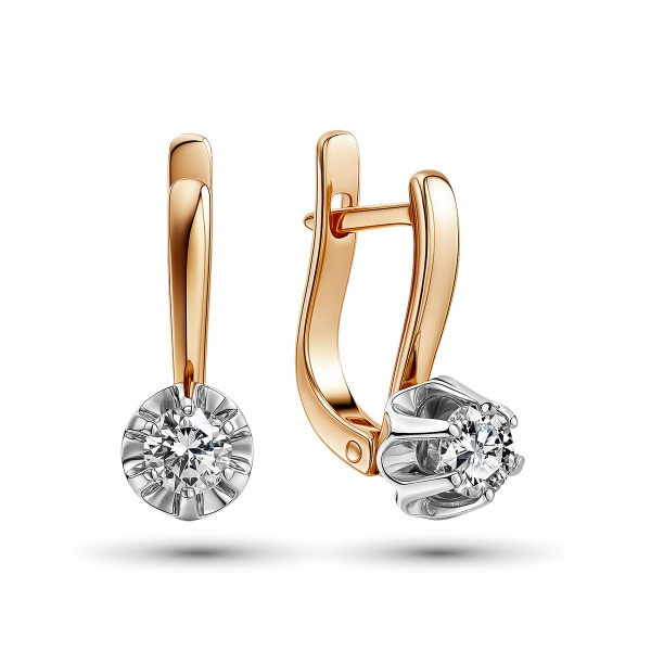 Серьги из комбинированного золота с бриллиантами