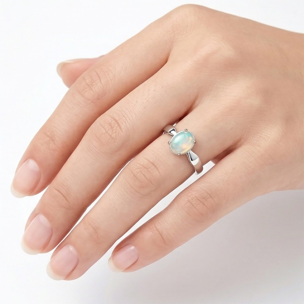 Кольцо из родированного золота с опалом