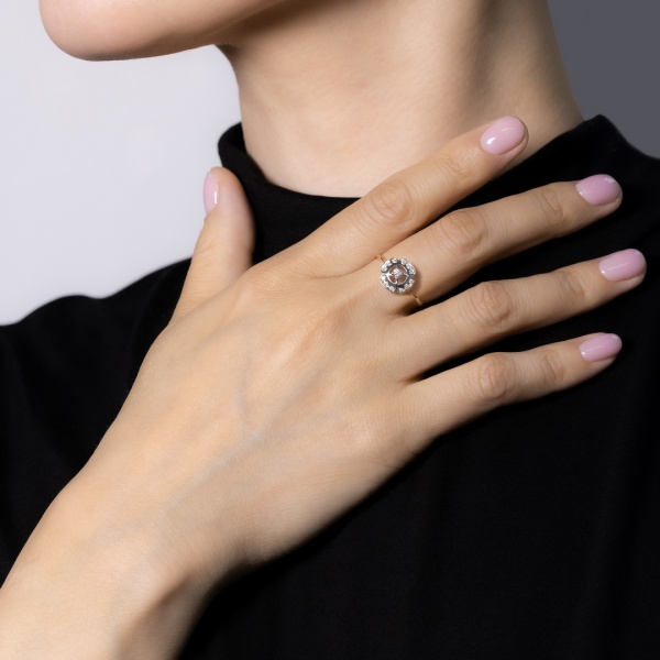 Кольцо из комбинированного золота с бриллиантами