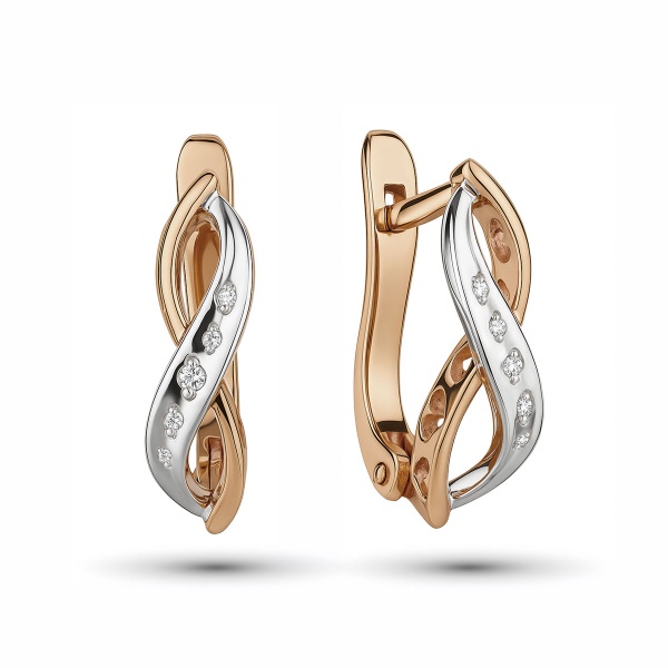 Серьги из комбинированного золота с бриллиантами