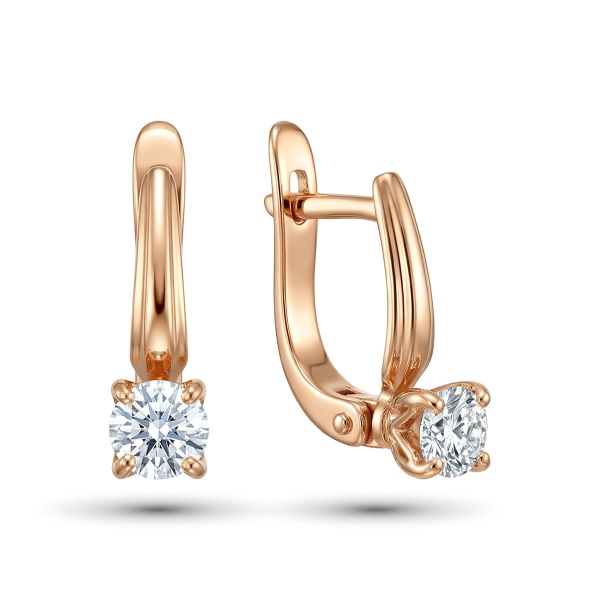 Серьги из красного золота с бриллиантами