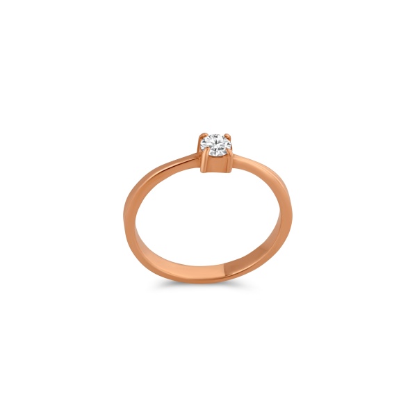 Кольцо из красного золота с бриллиантом