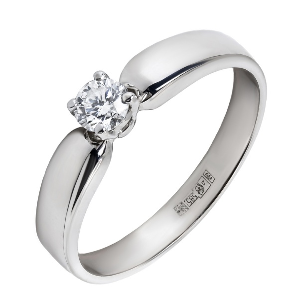 Кольцо из белого золота с бриллиантом