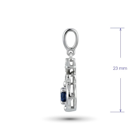Подвеска из белого золота с сапфиром и бриллиантами