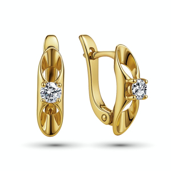 Серьги из желтого золота с бриллиантами