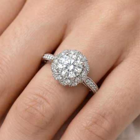 Кольцо из белого золота с бриллиантами