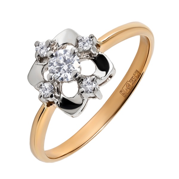 Кольцо из комбинированного золота с бриллиантами