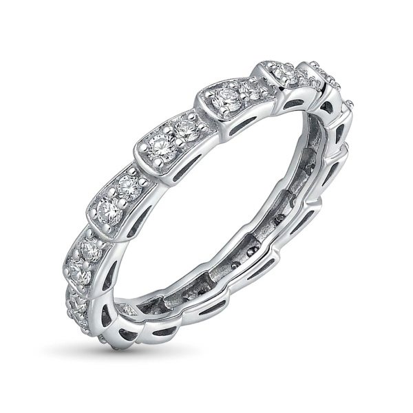 Кольцо из родированного золота с бриллиантами