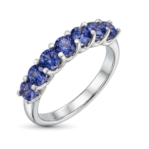 Кольцо из родированного золота с танзанит