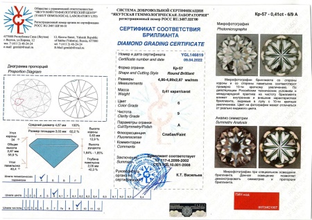 Бриллиант круглый 0,410 карат