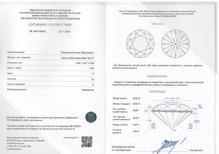 Бриллиант круглый 0,300 карат