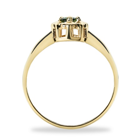 Кольцо из желтого золота с хромдиопсидом