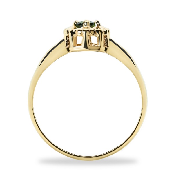 Кольцо из желтого золота с хромдиопсидом