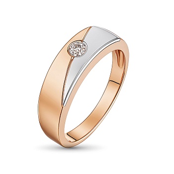 Кольцо из комбинированного золота с бриллиантом